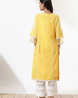 Yellow Alora Collection Kurta With Embroidery And Lace Detailing