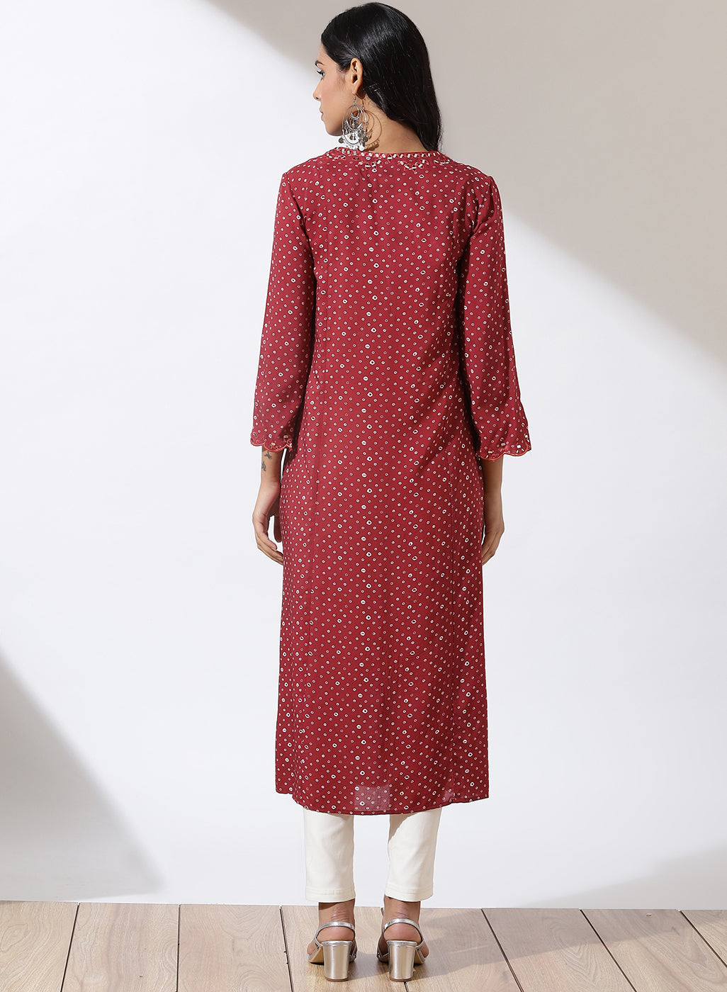 Maroon Dhaage Collection Kurta With Placement Embroidery