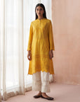 Yellow Alora Collection Kurta WIth Schiffli and Lace Detailing