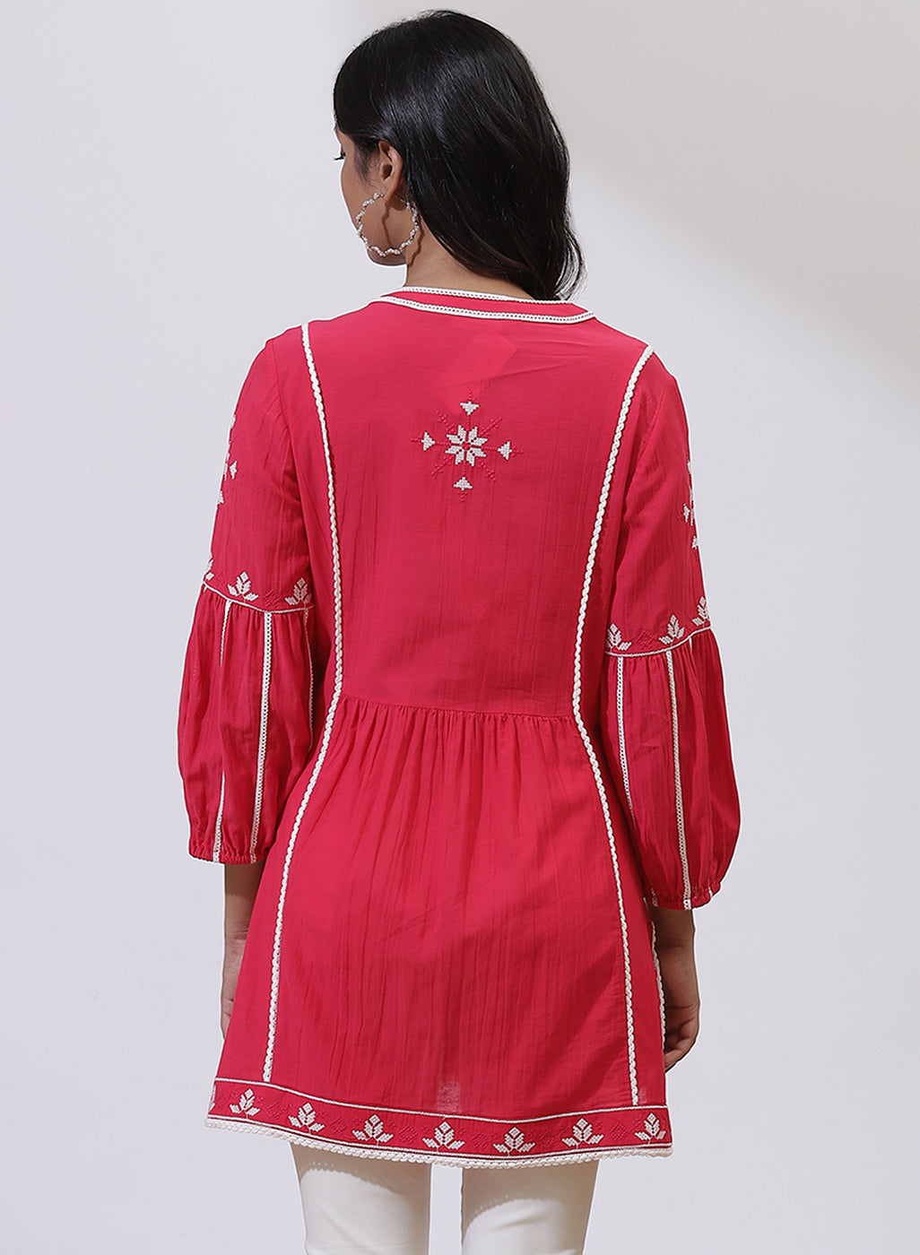 Fuschia Alora Collection Embroidered Tunic