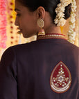 Purple Solid Kurta Set With Embroidery - Lakshita