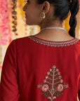 Red Kurta Set With Heavy Embroidery - Lakshita