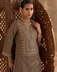 Beige Kurta Set With Delicate Embroidery - Lakshita