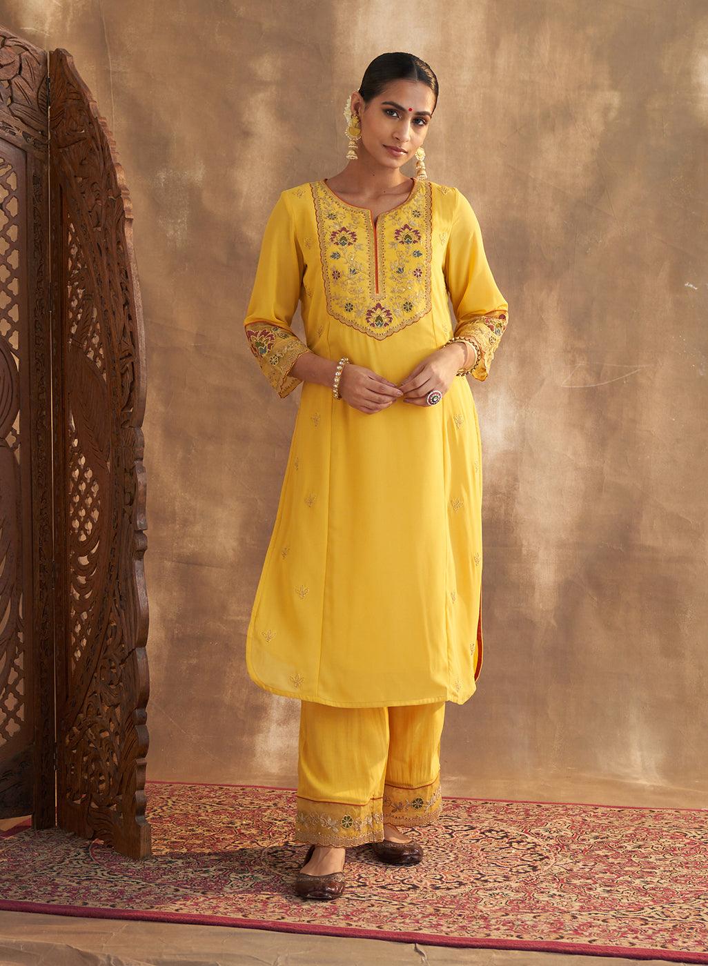 Best Trend Yellow Color Anarkali Long Kurti Design.