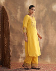 Daisy Yellow Kurta Set With Embroidery - Lakshita