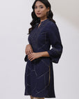 Navy Kurti With Delicate Embroidery