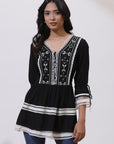 Black Tunic With Embroidery & Lace