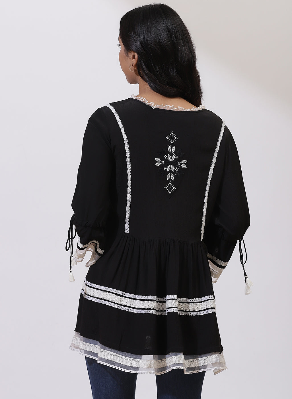 Black Tunic With Embroidery &amp; Lace