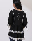 Black Tunic With Embroidery & Lace