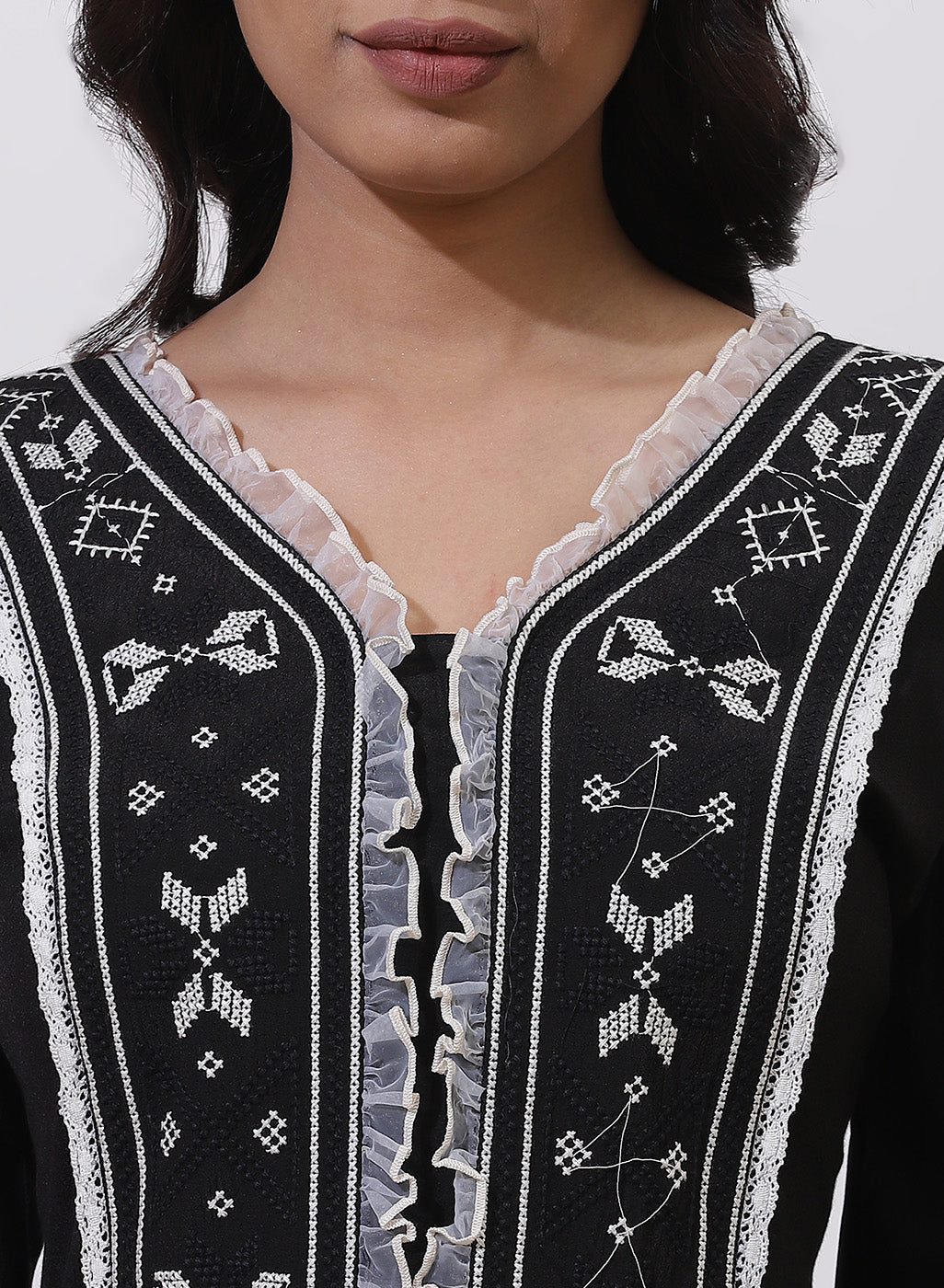 Black Tunic With Embroidery &amp; Lace