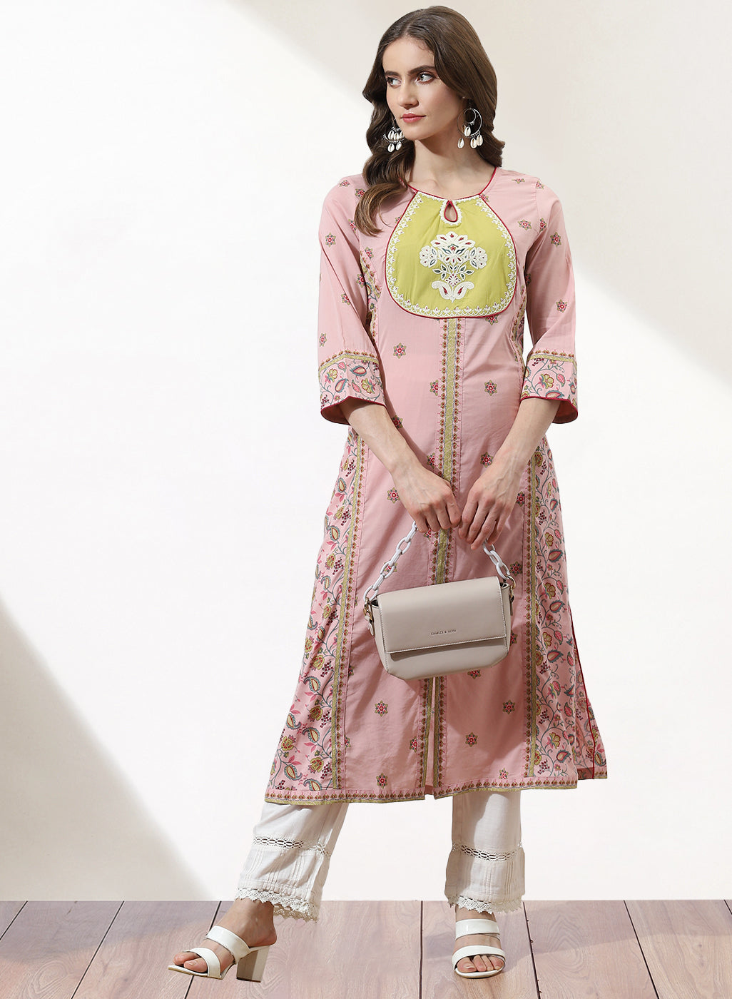 Pink Dhaage Collection Embroidered Kurta With Tassel Detailing