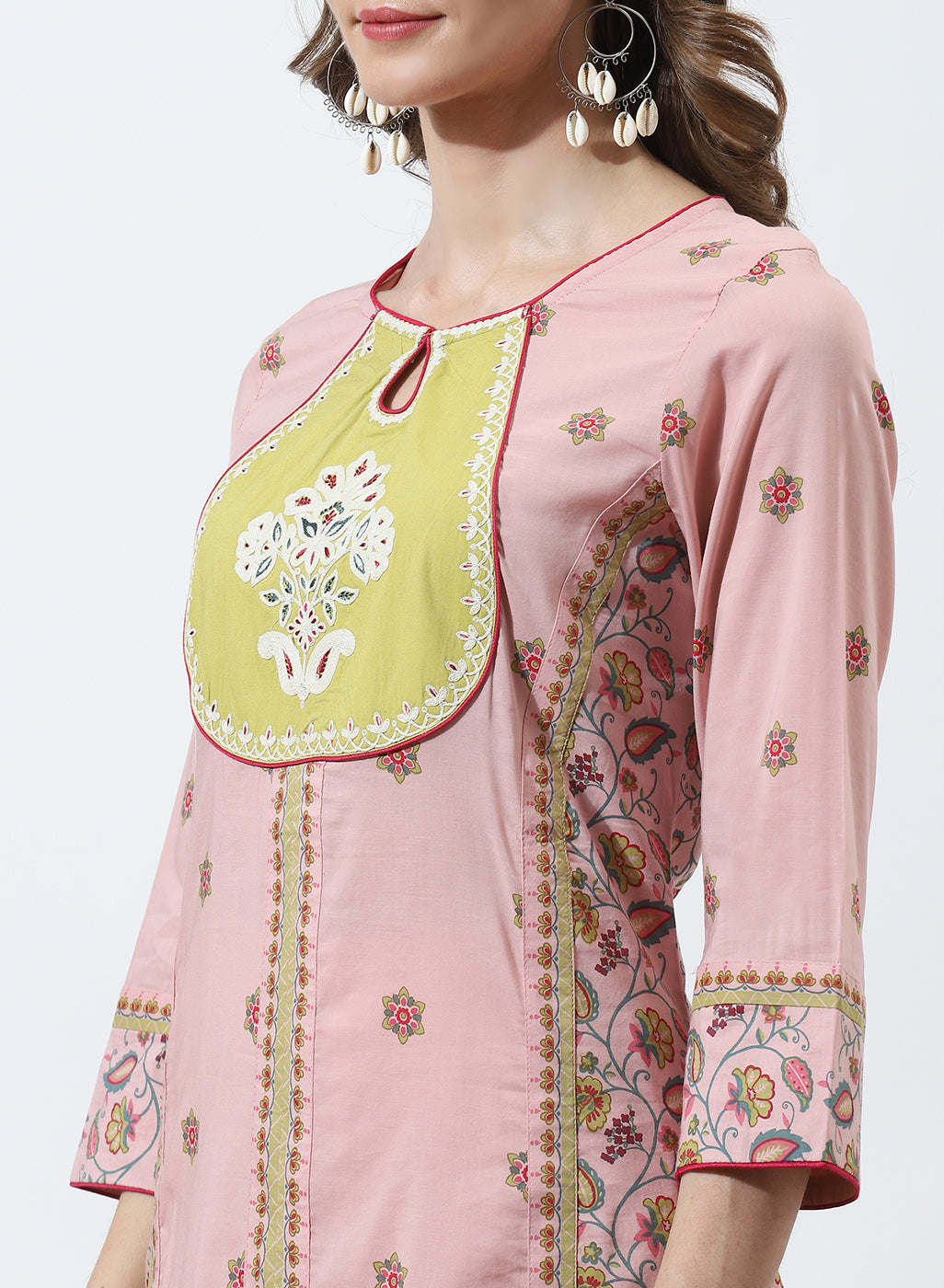 Pink Dhaage Collection Embroidered Kurta With Tassel Detailing