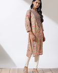 Grey Dhaage Collection Printed Kurta With Embroidery