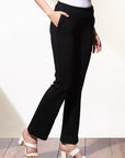 Black Fitted Trouser Pants With Straight Hem