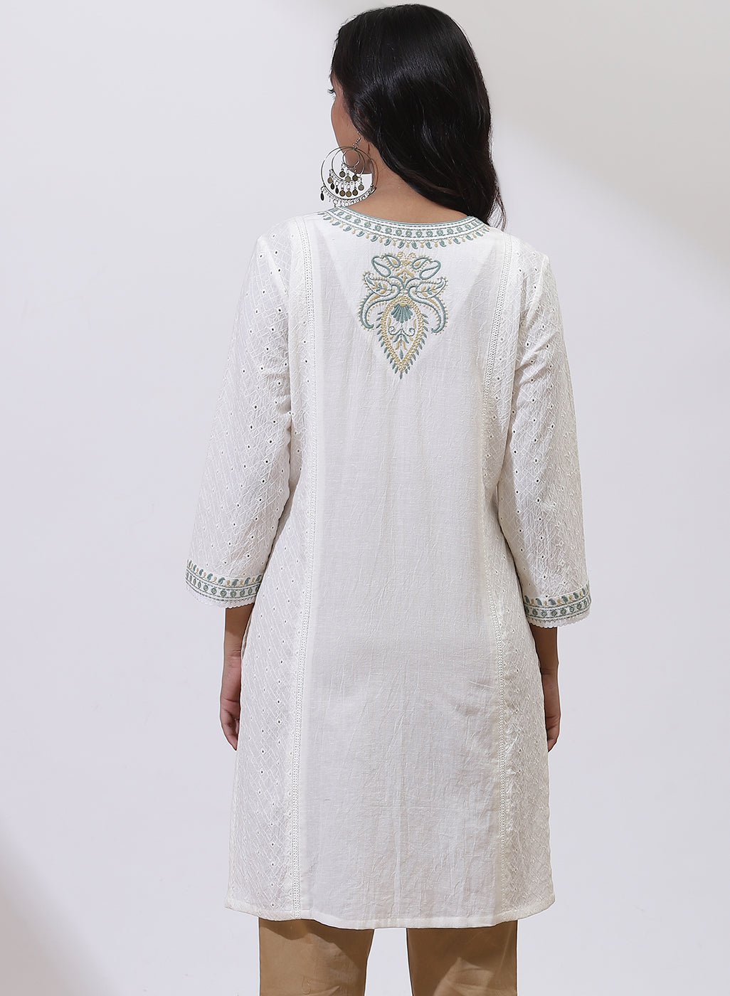 Pearl White Embroidered Nargis Kurta