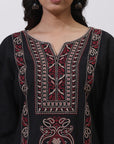Charcoal Black Embroidered Nargis Kurta