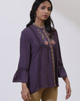 Purple Floral Embroidered Nargis Tunic