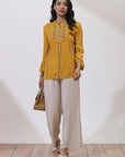 Mustard Floral Embroidered Nargis Tunic