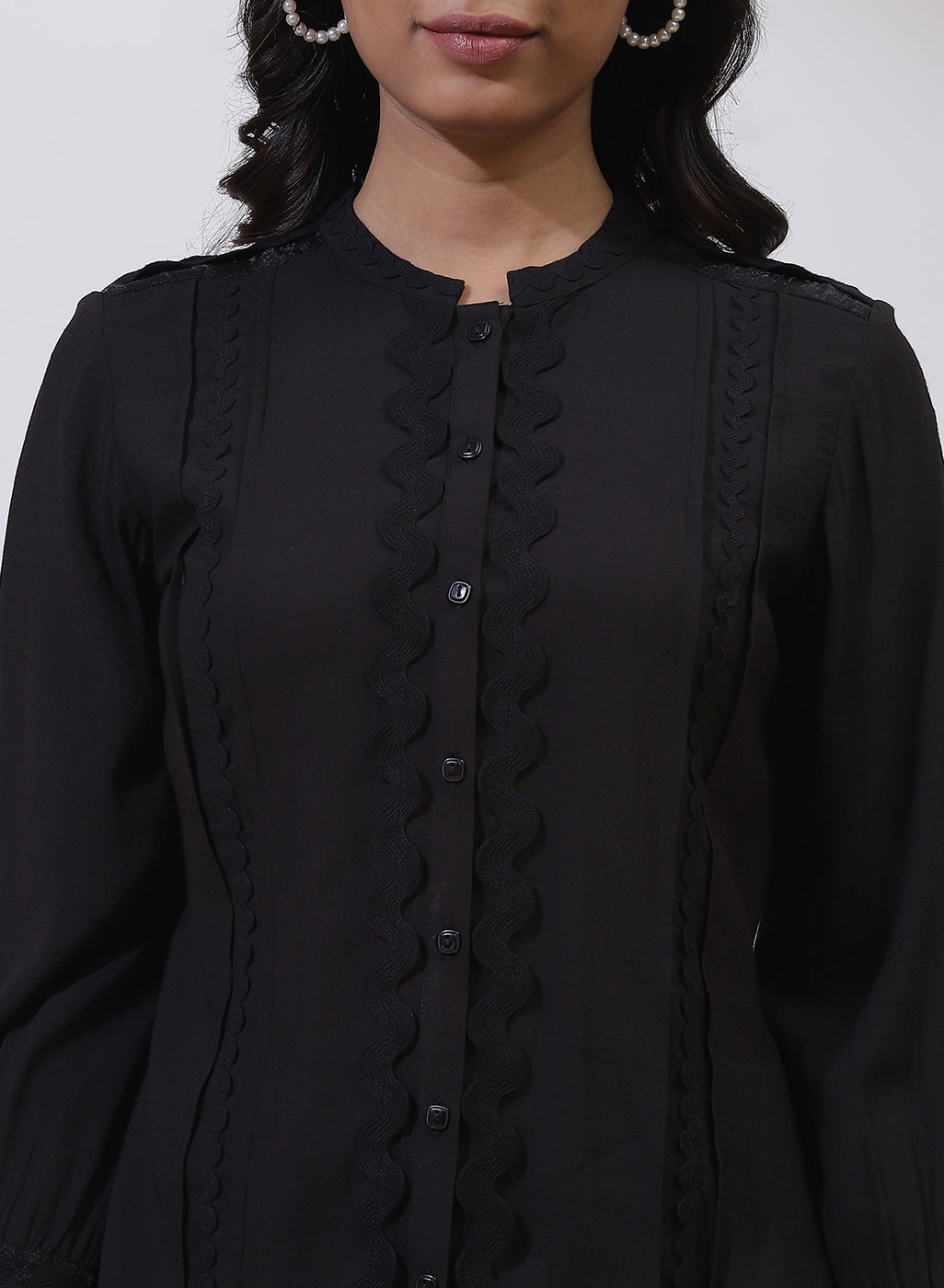 Black Phool Collection Shirt With Zigzag Lace