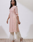 Pink Floral Nargis Kurta with Embroidery