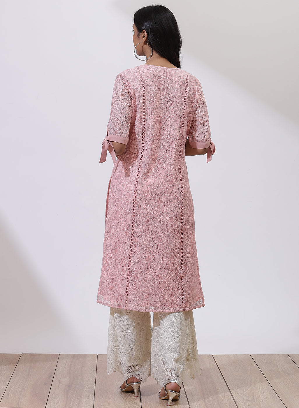 Peach Floral Nargis Kurta with Embroidery