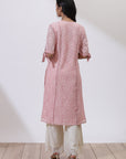 Peach Floral Nargis Kurta with Embroidery