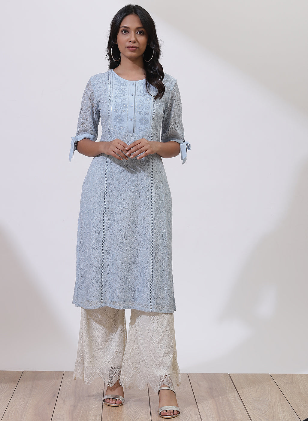 Blue Floral Nargis Kurta with Embroidery