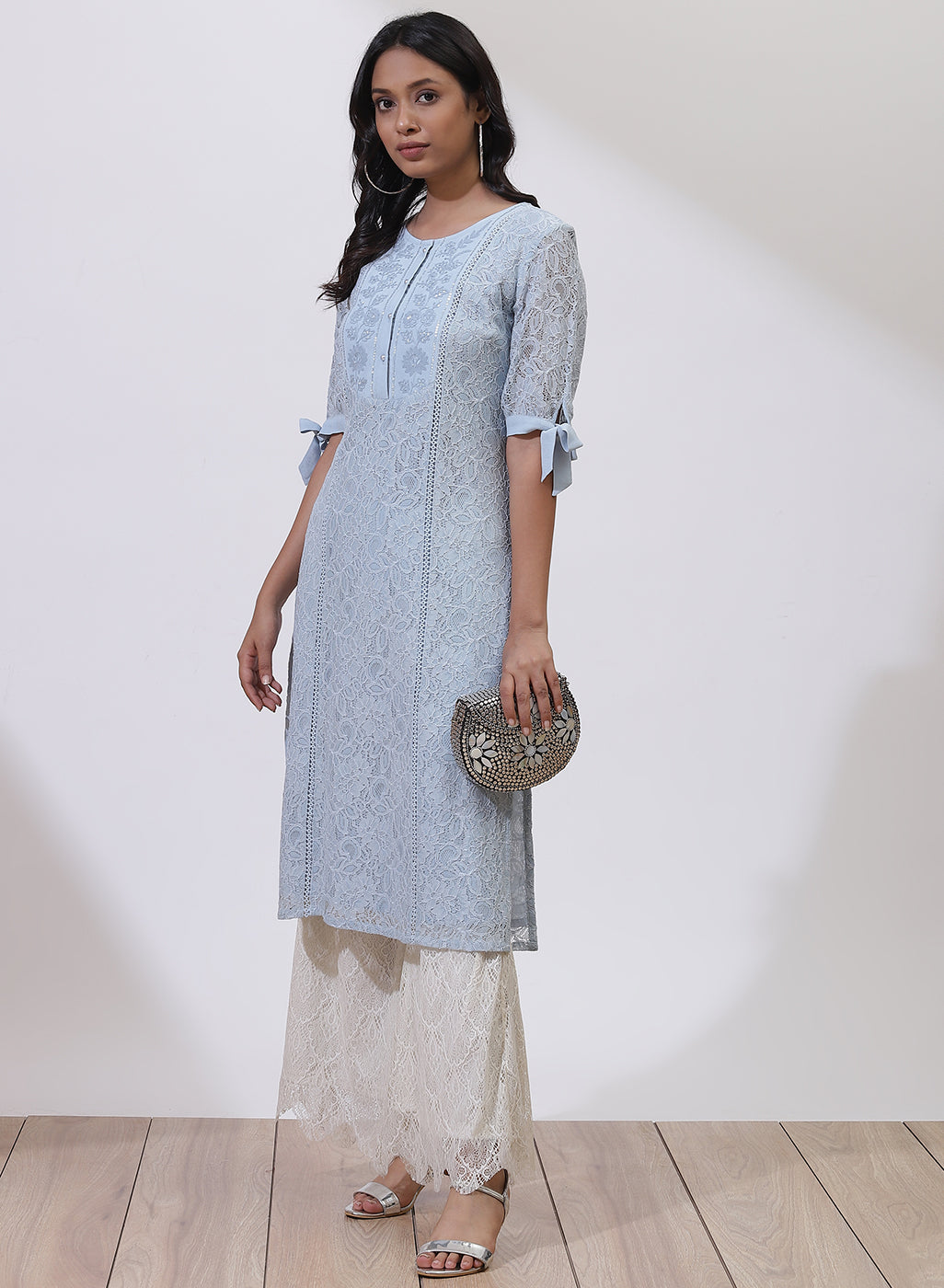 Blue Floral Nargis Kurta with Embroidery