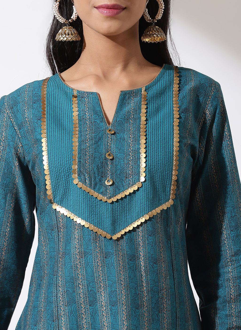 Turquoise Embellished Nargis Kurta