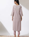 Glacier Grey Phool Collection Kurta with Floral Embroidery