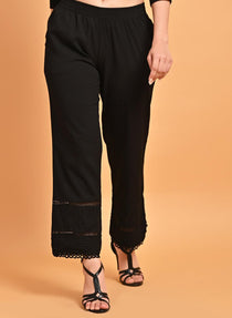 Black Palazzo with Hem Detail - Lakshita