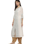 Green Nargis Collection Embroidered Kurta with Lace-Inserts