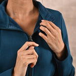 Teal Fleece Jacket with Decorative Stitch on Front - Lakshita
