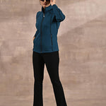 Teal Fleece Jacket with Decorative Stitch on Front - Lakshita