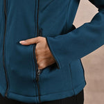 Teal Fleece Jacket with Decorative Stitch on Front - Lakshita
