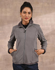 Grey High-neck Long Sleeve Sherpa Fur Jacket - Lakshita