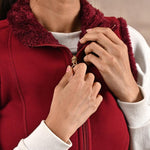 Red Zip-front Sleeveless Fur Jacket - Lakshita