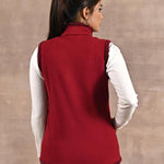 Red Zip-front Sleeveless Fur Jacket - Lakshita