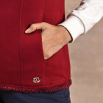 Red Zip-front Sleeveless Fur Jacket - Lakshita