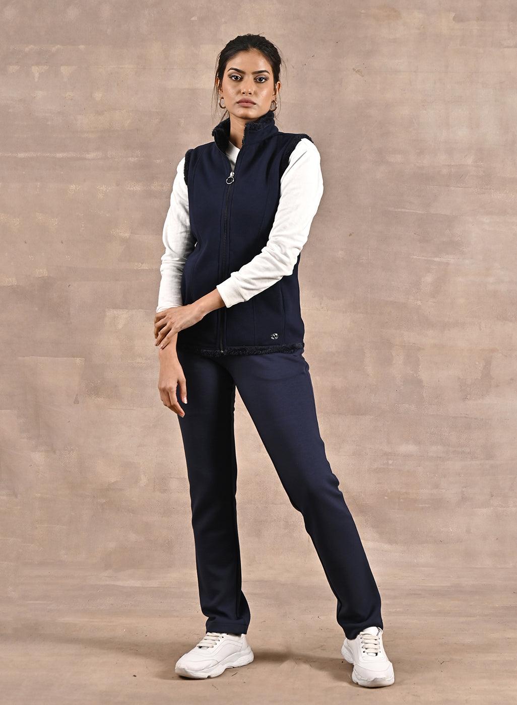 Baby Blue Zip-front Sleeveless Fur Jacket-22WLFJ0418-4A – Lakshita