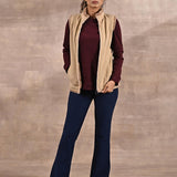 Beige Zip-front Sleeveless Fur Jacket - Lakshita