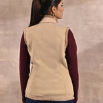 Beige Zip-front Sleeveless Fur Jacket - Lakshita