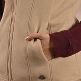 Beige Zip-front Sleeveless Fur Jacket - Lakshita