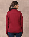 Maroon Quilted Jacket with Zipper Detail - Lakshita