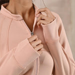 Peach Long-sleeve Jacket with Decorative Cuts - Lakshita
