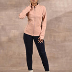 Peach Long-sleeve Jacket with Decorative Cuts - Lakshita