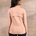 Peach Long-sleeve Jacket with Decorative Cuts - Lakshita