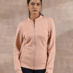 Peach Long-sleeve Jacket with Decorative Cuts - Lakshita