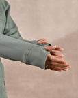 Green Long-sleeve Jacket with Decorative Cuts - Lakshita