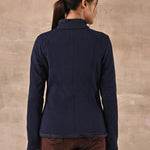 Navy Blue High-neck Jacket with Fur Details - Lakshita